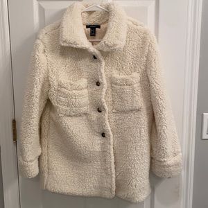 Forever 21 size small Sherpa over shirt/jacket in cream OVERSIZED